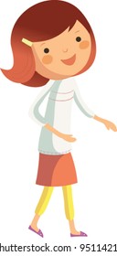 side view of girl walking