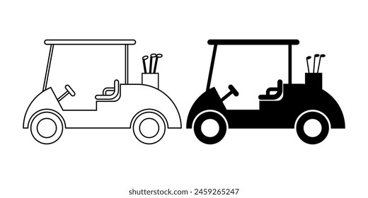 side view Golf cart icon set isolated on white ackground