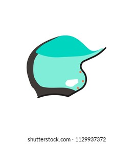 Side view green baseball helmet. Vector illustration isolated on white background.