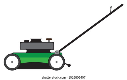 Side view of a green cartoon lawn mower