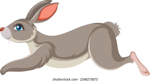 Side view of grey rabbit cartoon character illustration