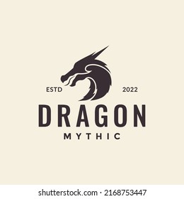 side view head dragon vintage logo design vector graphic symbol icon illustration creative idea