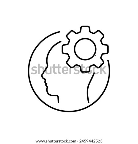 side view head or profile like problem solution icon. flat linear trend modern reflexion logotype graphic outline design isolated on white background. concept
