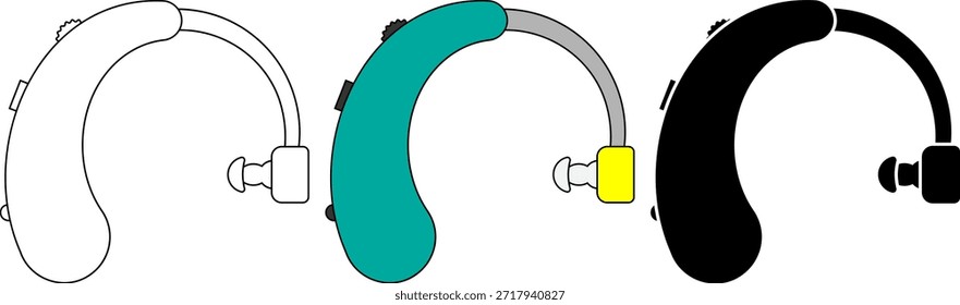 Conjunto de iconos de audífonos de vista lateral