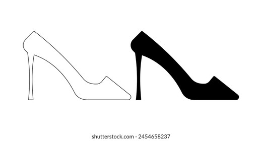 side view high heels icon set