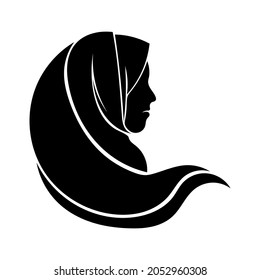 Side view of a hijabi Muslim woman silhouette. This vector design is perfect for hijab brands.