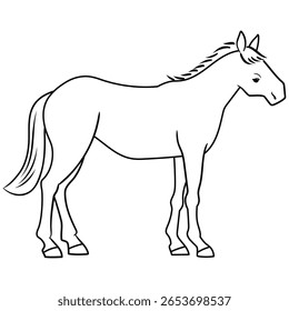 Side View Horse Line Art Vector Illustration
