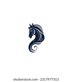 Side view of a horse's head with a mane on a white background. Vector illustration