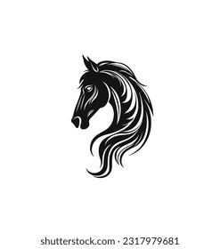 Side view of a horse's head with a mane on a white background. Vector illustration
