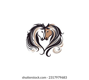 Side view of a horse's head with a mane on a white background. Vector illustration