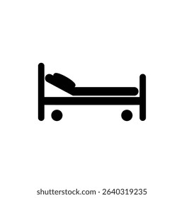 Side view of hospital bed used in medical care facilities