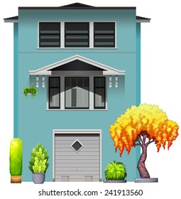 Side view of a house with parking garage