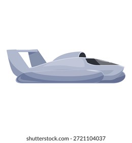 Vista lateral de un aerodeslizador deslizándose suavemente, mostrando su innovador diseño de transporte