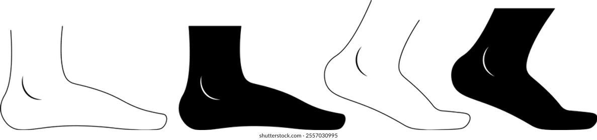 side view human ankle icon set