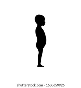 Side view human body silhouette of a toddler
