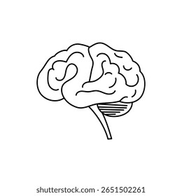 Side view of a human brain with circuit connectors. Minimal vector design.