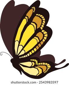 Side view illustration of a flying butterfly