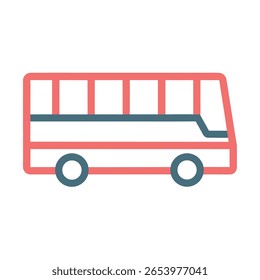 A side view illustration of a rectangular coach bus with windows, designed for transportation or travel-related themes.
