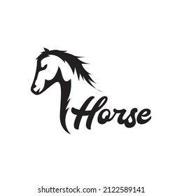 side view isolated head horse logo design, vector graphic symbol icon illustration creative idea