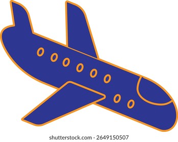 Side view jet airplane icon for airline booking, transport or vacation concept with transparent background


