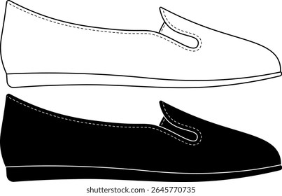 side view Kung fu shoe icon set