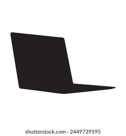 Side view laptop silhouette vector icon illustration on white background