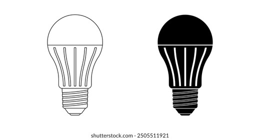 side view led light bulb icon set