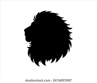 Side view lion face silhouette isolated on white background. Lion face icon vector illustration design.