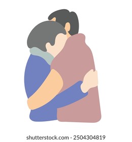 side view of lover couple hugging each other illustration vector isolated on white background