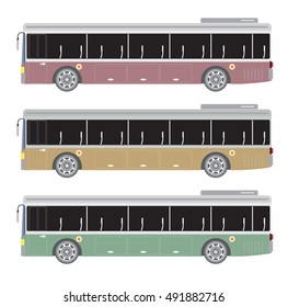 Side view of Low Floor city bus Vector Illustration