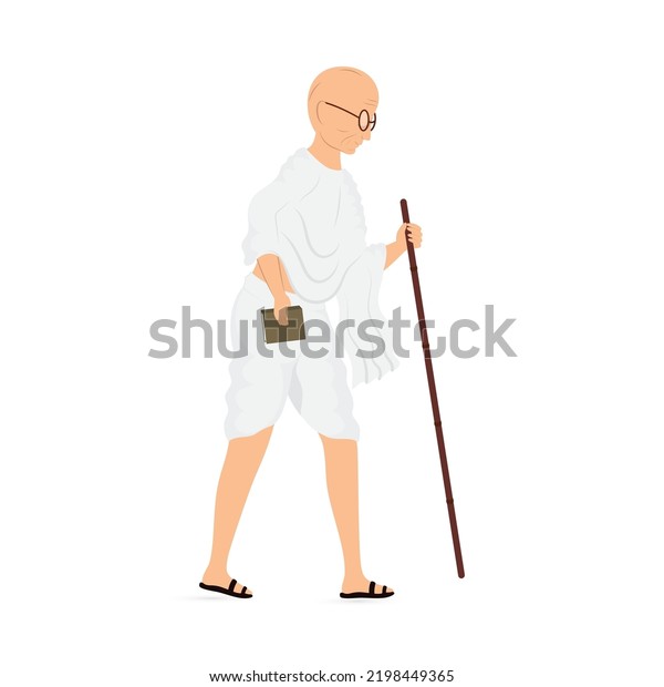 Side View Mahatma Gandhi Bapu Standing Stock Vector (Royalty Free ...