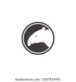 Side view of a Malayan tapir, Tapirus indicus logo design icon vector