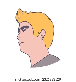 Side view male face. Man avatar. Outline style