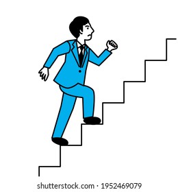 Side view man climbing stairs  Vector illustration 