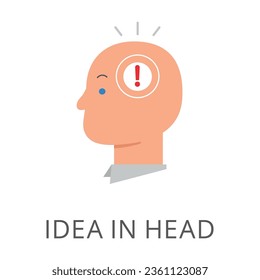 Side view of man head with idea flat vector icon. Cartoon drawing or illustration of symbol for idea on white background. Innovation, brainstorm concept
