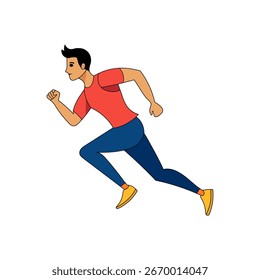 Side View of A Man Running Vector Illustration Design on White Background 