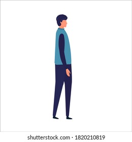 Side View of a Man Walking Forward. Vector illustration. man while walking. Vector illustration in flat style.
