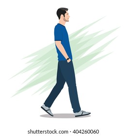 Side View Of A Man Walking Forward