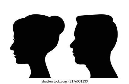side view man   woman face vector illustration
