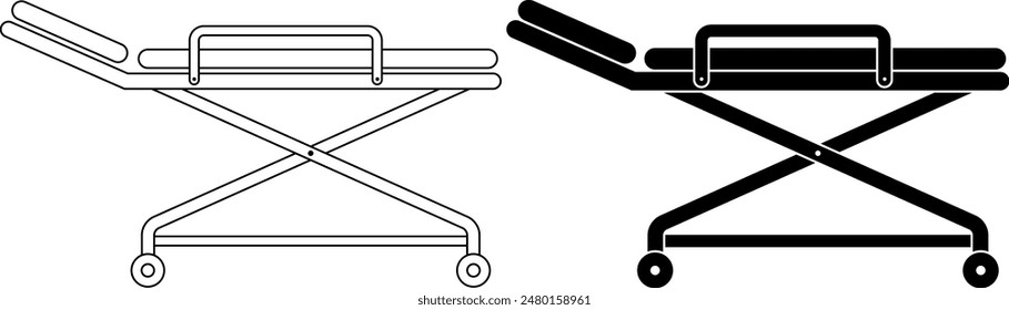 side view medical Stretcher icon set