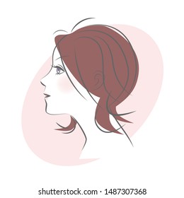 Side view of medium length hair woman
