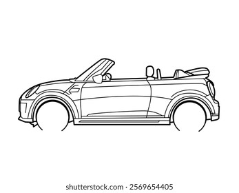 Side view of mini suv car line art illustration