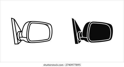 Side view mirrors outline and filled black car mirror