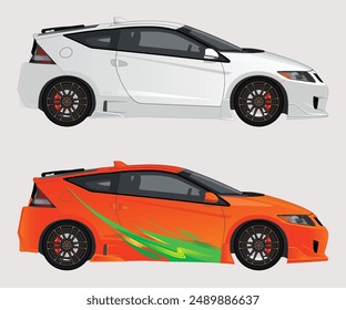 side view modern cars in white background