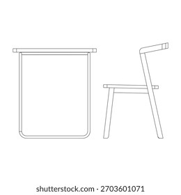 Side view of a modern light-frame desk combined with a slim wooden chair, emphasizing airy construction 