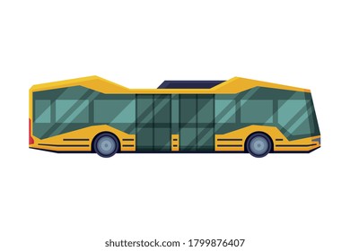 Side View of Modern School Bus, School Students Transportation Vehicle Flat Style Vector Illustration on White Background