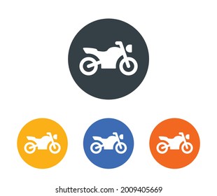 Side view of motorbike vector icon on circle sign. Transport symbol.