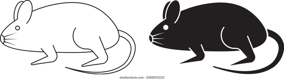 side view mouese icon set isolated on white background