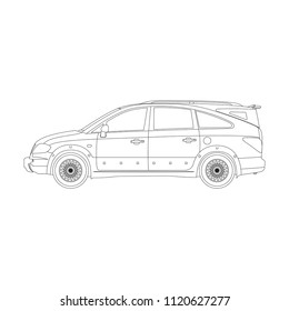 Side view of Multi Purpose Vehicle, Line art, Vector
