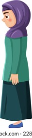 Side View of Muslim Girl Cartoon Character illustration